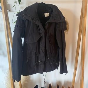 Black S13 winter jacket with fur hood